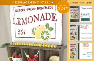 Homemade Lemonade Embossed Metal Sign