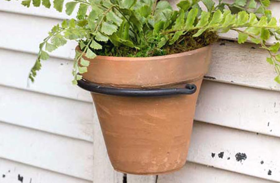 terracotta plant hanger Forged Plant Hanger with Terra Cotta Pot, Set of 2