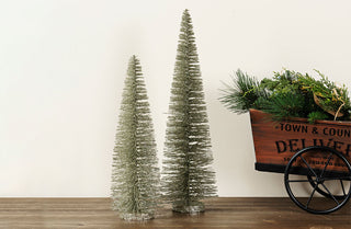 Decorative Glitter Pine Trees, Set of 2