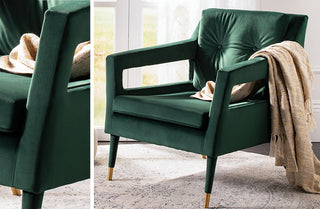 Green Velvet Upholstered Tufted Armchair