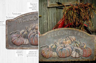 Welcome Fall Embossed Vintage Sign