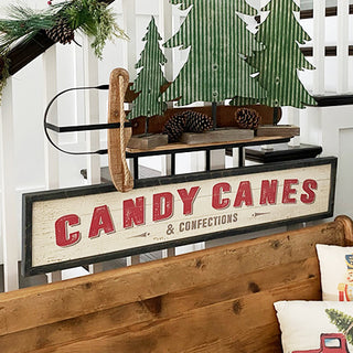 GIANT Distressed Wooden Slat Candy Cane Sign