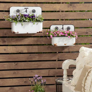 Rusted Detail Hanging Sink Planters, Set of 2