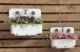 Rusted Detail Hanging Sink Planters, Set of 2