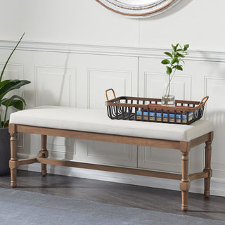 Wooden Cushioned Farmhouse Bench