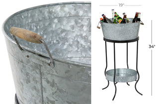 Two Tiered Galvanized Metal Drink Cooler