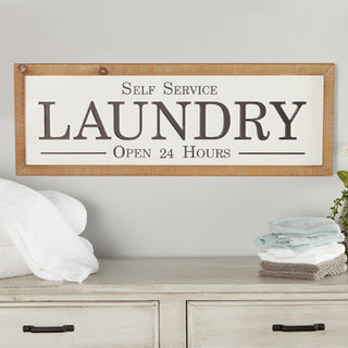 32 Inch Wooden Framed Laundry Sign