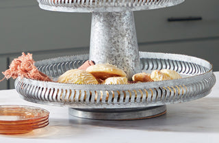 Galvanized Cutout Two-Tier Tray