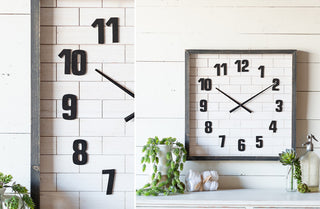 Wooden Framed Subway Tile Clock