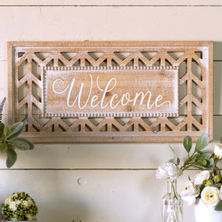 Beaded Frame Engraved Welcome Sign
