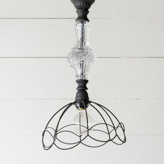 Wire Pendant Light with Glass Detail