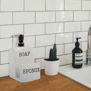 2 in 1 Ceramic Soap Dispenser with Sponge Holder