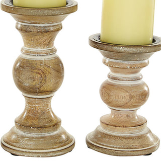 Chunky Wooden Candle Sticks, Set of 3
