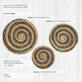 Hyacinth Round Basket Wall Decor, Set of 3