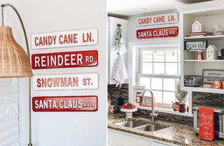 Vintage Christmas Village Street Signs, Set of 4