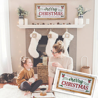 Nostalgic Merry Christmas Sign with Wooden Frame