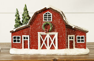 Frosted Snow Barns, Set of 2