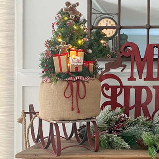 Light Up Santa Gift Bag Tree