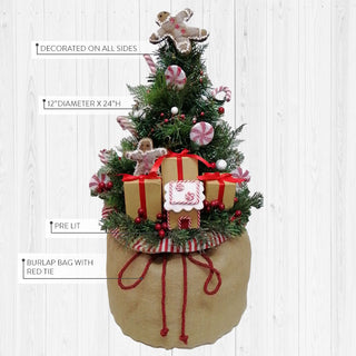 Light Up Santa Gift Bag Tree
