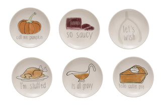 Stoneware Thanksgiving Plates, Set of 6 Styles