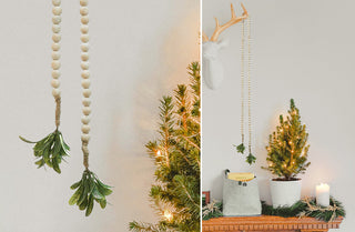 72" Wooden Bead Garland with Faux Leaves