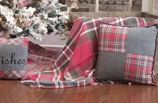 Red Plaid Woven Throw
