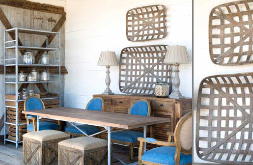 tobacco basket wall How to decorate with baskets These tobacco baskets Farmhouse Tobacco Basket Wall Art