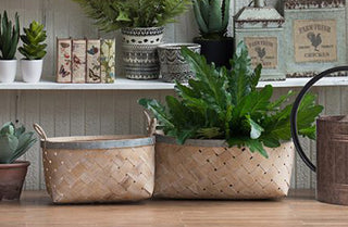 Woven Bamboo Baskets  Set of 2