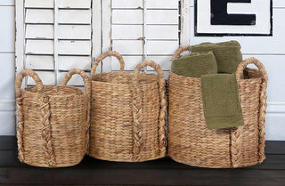 Natural Hyacinth Baskets  Set of 3