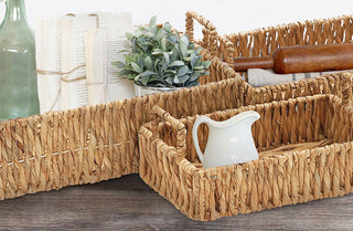 Woven Seagrass Basket with Handles  Set of 3