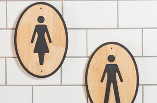 Wooden Bathroom Signs, Set of 2
