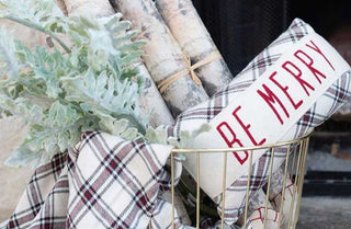 Plaid "Be Merry" Pillow