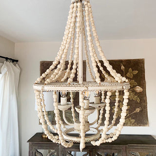 Hand Crafted Wooden Bead Chandelier