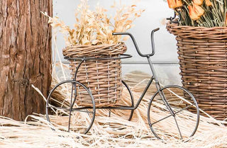 bike rack planter Willow Basket Bicycle Planter | Spring Farmhouse