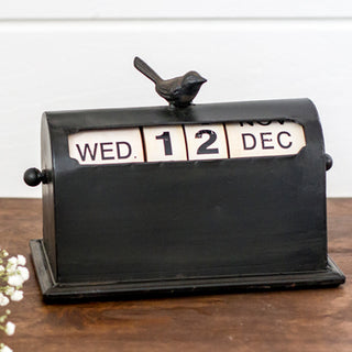 Metal Perpetual Calendar With Bird