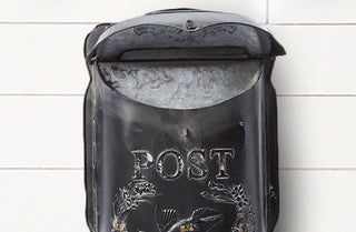 Distressed Black Metal Post Box