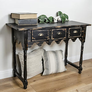 Distressed Black Console Table