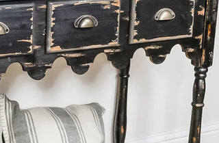 Distressed Black Console Table