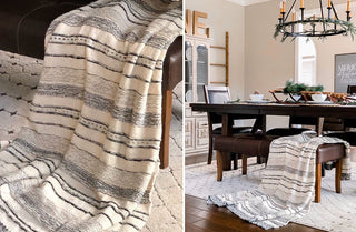 Cream with Black and Gray Stripes Throw Blanket