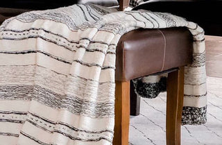 Cream with Black and Gray Stripes Throw Blanket