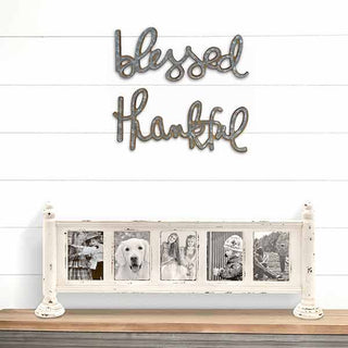 Galvanized Metal Blessed And Thankful Signs  Set of 2