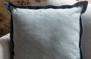 Blue Washed Cotton & Velvet Flange Pillow