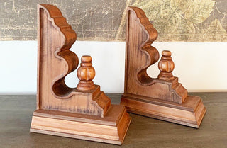 Wooden Finial Corbel Bookends, set of 2