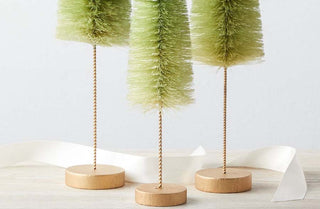 Ombre Green Bottle Brush Trees, Set of 3 | Handmade in USA
