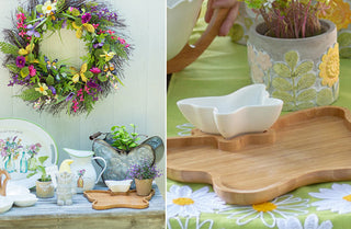 Wooden Butterfly Tray with Nesting Bowl