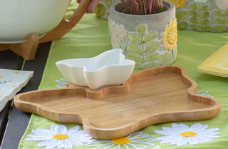 Wooden Butterfly Tray with Nesting Bowl