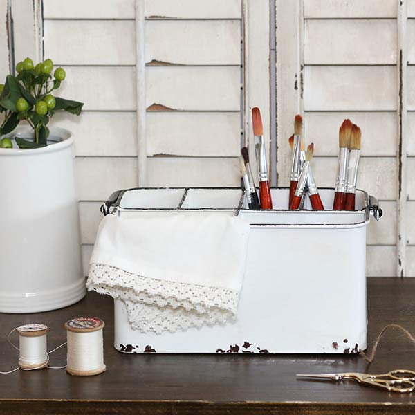 Chippy Enamel Divided Caddy - Decor Steals