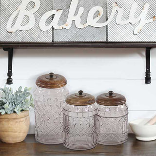 Antique Inspired Glass Canisters  Set of 3