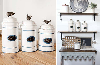 Enamel Inspired Farm Animal Kitchen Canisters  Set Of 3