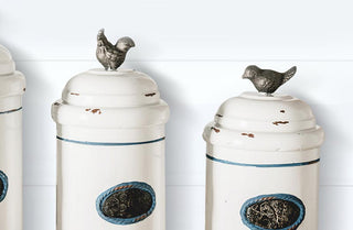Enamel Inspired Farm Animal Kitchen Canisters  Set Of 3